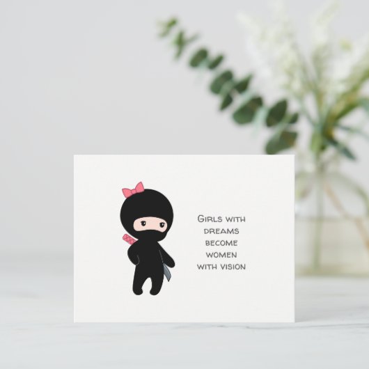Tiny Ninja Girl Quote Briefkaart (Staand voorkant)