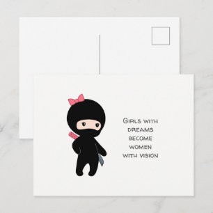 Tiny Ninja Girl Quote Briefkaart