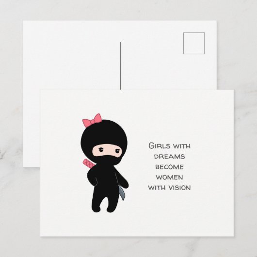 Tiny Ninja Girl Quote Briefkaart (Voorkant / Achterkant)