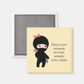 Tiny Ninja Girl Quote over Geel Magneet (Voorkant / Achterkant)