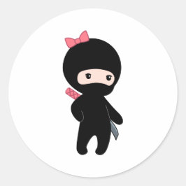Tiny Ninja Girl Ronde Sticker