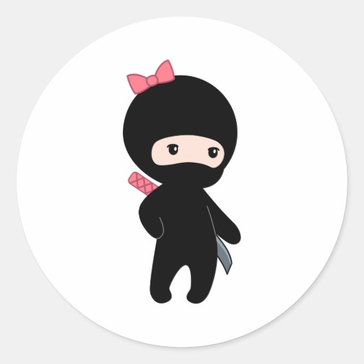 Tiny Ninja Girl Ronde Sticker (Voorkant)