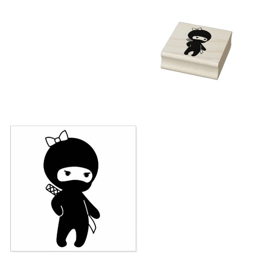 Tiny Ninja Girl Rubberstempel (Gestempeld)