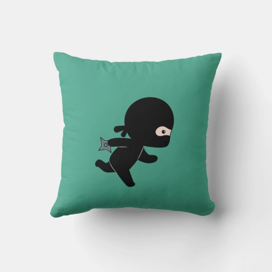 Tiny Ninja Hardlopen op donker groen Kussen (Achterkant)