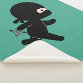 Tiny Ninja Hardlopen op Donkergroen Sherpa Deken (3/4)