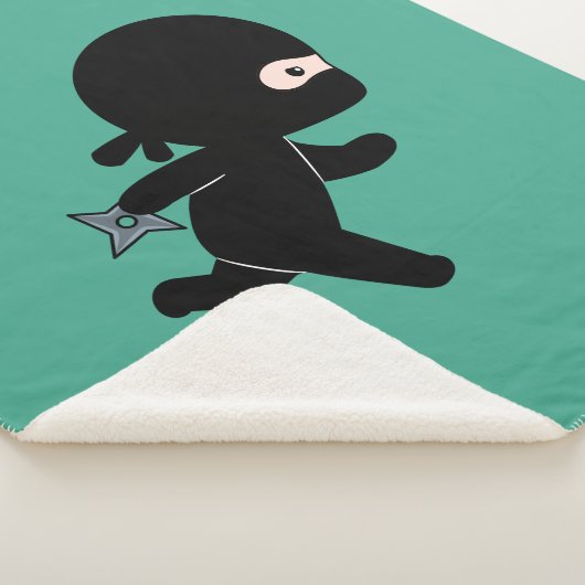 Tiny Ninja Hardlopen op Donkergroen Sherpa Deken (3/4)