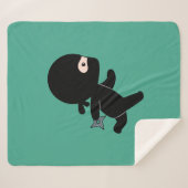 Tiny Ninja Hardlopen op Donkergroen Sherpa Deken (Voorkant (horizontaal))