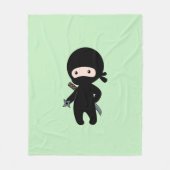 Tiny Ninja Holding Droingster op groen Fleece Deken (Voorkant)