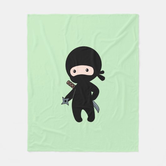 Tiny Ninja Holding Droingster op groen Fleece Deken (Voorkant)