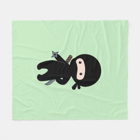 Tiny Ninja Holding Droingster op groen Fleece Deken (Voorkant (Horizontaal))