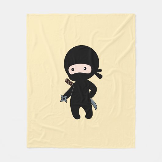 Tiny Ninja Holding Dwergster op geel Fleece Deken (Voorkant)