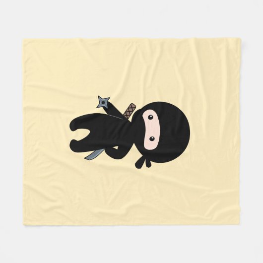 Tiny Ninja Holding Dwergster op geel Fleece Deken (Voorkant (Horizontaal))