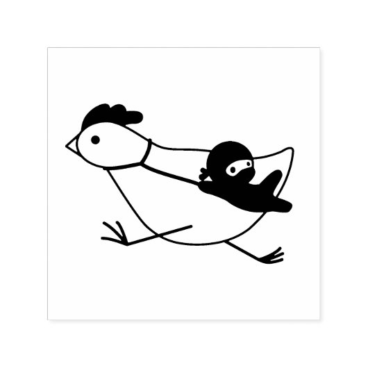 Tiny Ninja Holding Running Chicken Zelfinktende Stempel (Design)