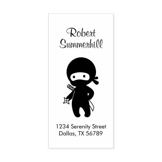 Tiny Ninja Holding Throwing Star Address Rubberstempel (Afrduk)