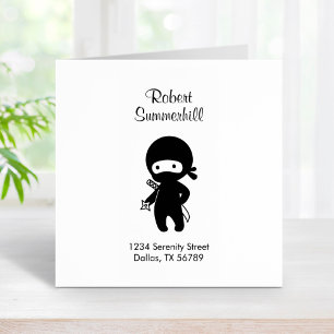 Tiny Ninja Holding Throwing Star Address Rubberstempel