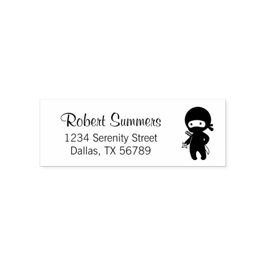 Tiny Ninja Holding Throwing Star Address Zelfinktende Stempel (Design)
