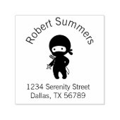 Tiny Ninja Holding Throwing Star Arch Adres Zelfinktende Stempel (Design)