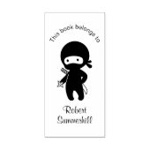 Tiny Ninja Holding Throwing Star Bookplate Rubberstempel (Afrduk)