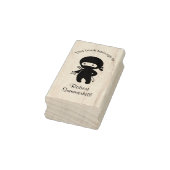 Tiny Ninja Holding Throwing Star Bookplate Rubberstempel (Stempel)