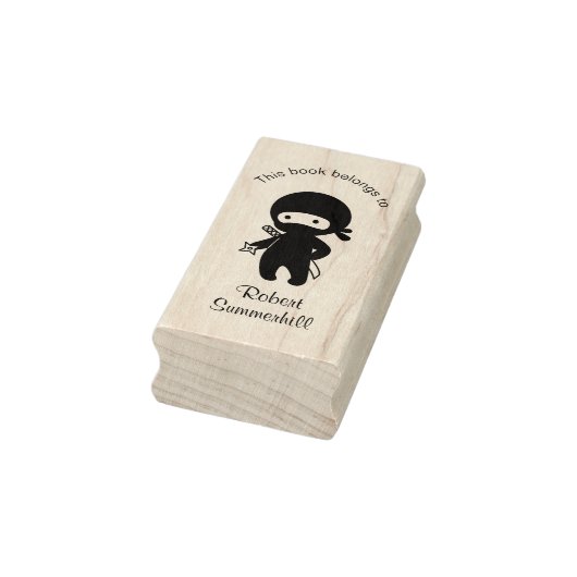 Tiny Ninja Holding Throwing Star Bookplate Rubberstempel (Stempel)