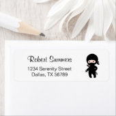 Tiny Ninja Holding Throwing Star Etiket (Insitu)