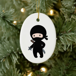 Tiny Ninja Holding Throwing Star Keramisch Ornament