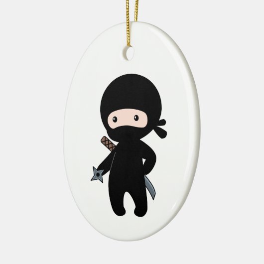 Tiny Ninja Holding Throwing Star Keramisch Ornament (Links)