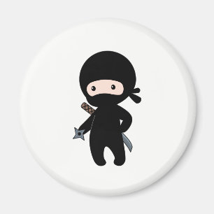Tiny Ninja Holding Throwing Star Magneet