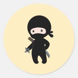 Tiny Ninja Holding Throwing Star op geel Ronde Sticker