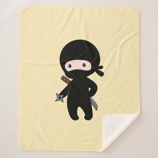 Tiny Ninja Holding Throwing Star op geel Sherpa Deken (Voorkant)