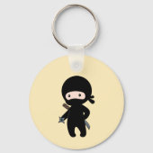 Tiny Ninja Holding Throwing Star op geel Sleutelhanger (Voorkant)