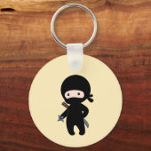 Tiny Ninja Holding Throwing Star op geel Sleutelhanger (Voorkant)