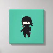 Tiny Ninja Holding Throwing Star op Green Canvas Afdruk (Voorkant)