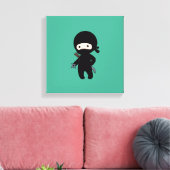 Tiny Ninja Holding Throwing Star op Green Canvas Afdruk (Insitu (Woonkamer))