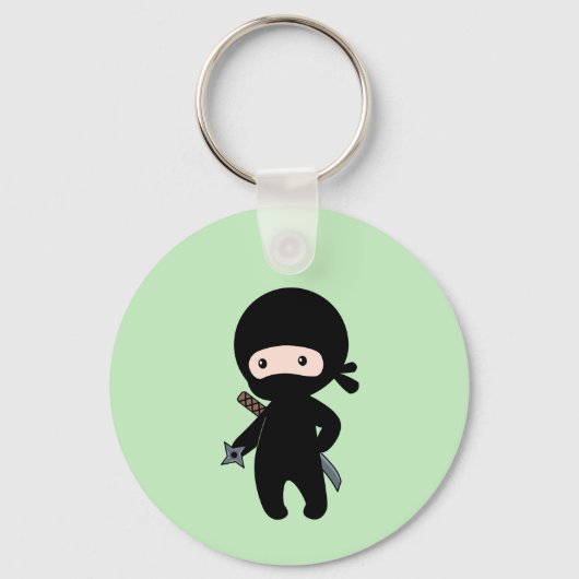 Tiny Ninja Holding Throwing Star op Green Sleutelhanger (Voorkant)