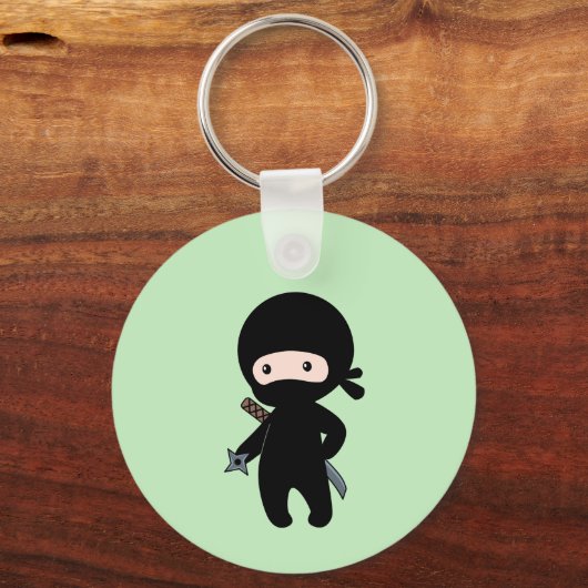 Tiny Ninja Holding Throwing Star op Green Sleutelhanger (Achterkant)