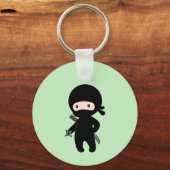 Tiny Ninja Holding Throwing Star op Green Sleutelhanger (Voorkant)