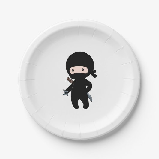 Tiny Ninja Holding Throwing Star Papieren Bordje (Voorkant)