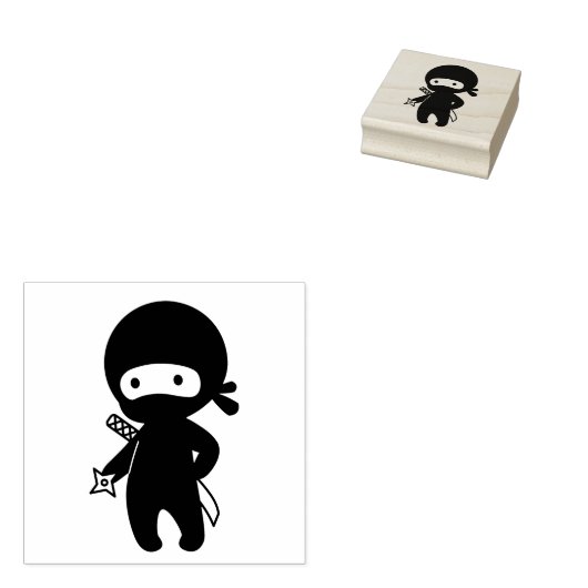 Tiny Ninja Holding Throwing Star Rubberstempel (Gestempeld)