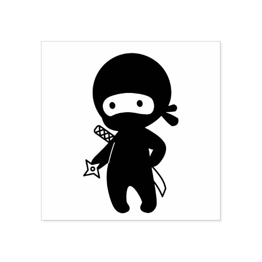 Tiny Ninja Holding Throwing Star Rubberstempel (Afrduk)