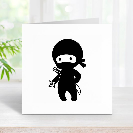 Tiny Ninja Holding Throwing Star Rubberstempel