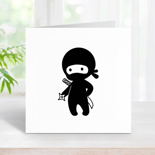 Tiny Ninja Holding Throwing Star Zelfinktende Stempel