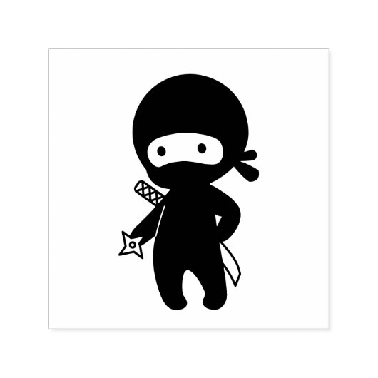 Tiny Ninja Holding Throwing Star Zelfinktende Stempel (Design)