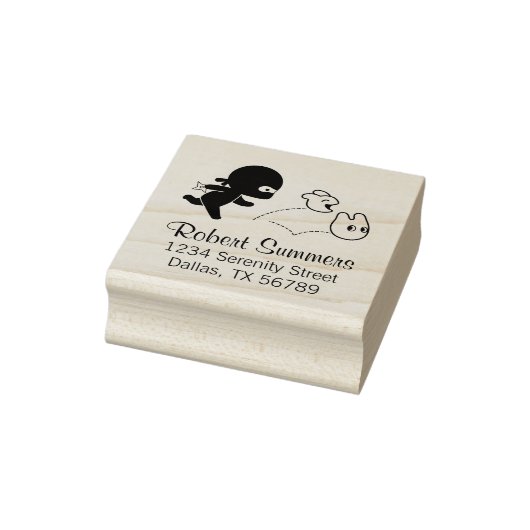 Tiny Ninja Hunting Dustbunnies Adres Rubberstempel (Stempel)