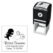 Tiny Ninja Hunting Dustbunnies Adres Zelfinktende Stempel (In situ)