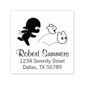 Tiny Ninja Hunting Dustbunnies Adres Zelfinktende Stempel (Design)