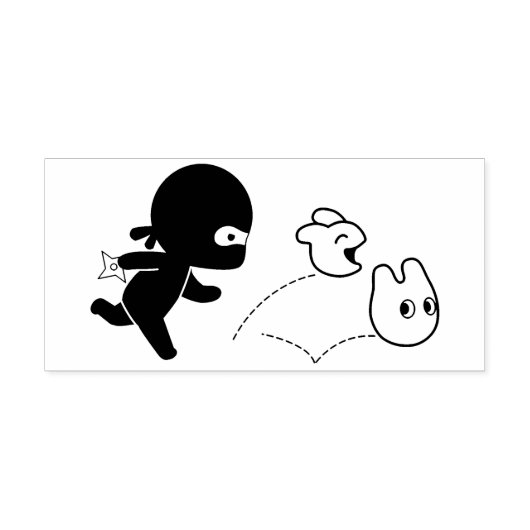 Tiny Ninja Hunting Dustbunnies Rubberstempel (Afrduk)