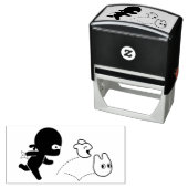 Tiny Ninja Hunting Dustbunnies Zelfinktende Stempel (In situ)