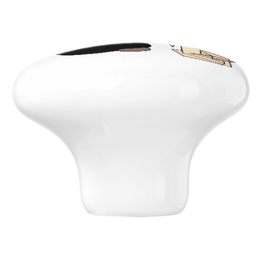 Tiny Ninja Making Origami Paper Throwing Star Keramische Knop (Zijkant)