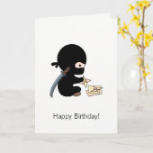 Tiny Ninja Making Origami Papier Star Verjaardag Kaart (Gele Bloem)